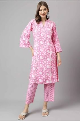 kurti en coton rose uni KTI2641