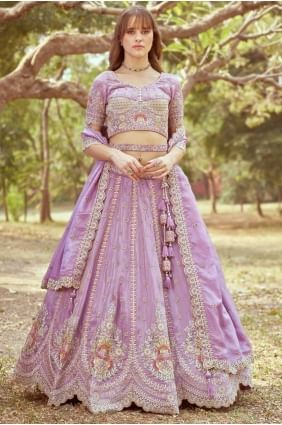 Pierre de lavande avec tissu Moti Party Lehenga Choli LC8279
