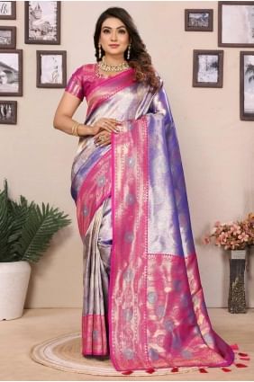 lavender weaving sari in banarasi silk SR28251