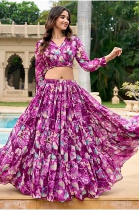 Lehenga Choli Lavande en Georgette avec Dupatta Assorti LC8515