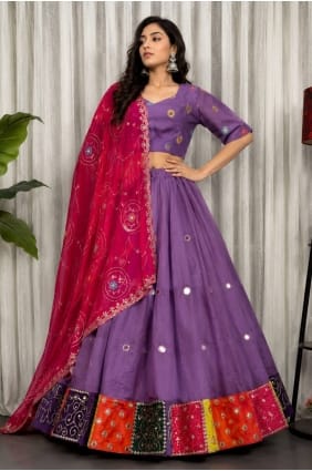 Lehenga Choli en soie lavande avec fil LC9146