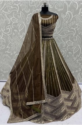 Filet à paillettes Mahendi Lehenga Choli avec Dupatta LC8735