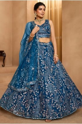 Fil bleu Nevy Lehenga Choli en filet LC8774