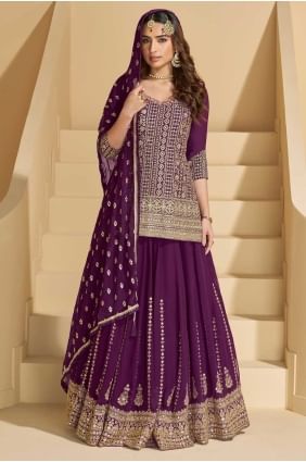Lehenga Choli Violet en Georgette avec Dupatta LC8507