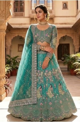 Lehenga choli Rama en résille à sequins avec dupatta LC9086