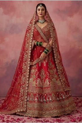 Lehenga Choli en soie à fil rouge LC9003