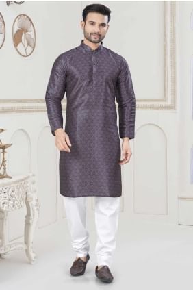 Jacquard Imprimé Numérique Violet Clair Hommes Kurta KURR451