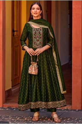 Costume Mahendi Anarkali en soie brodée AS4132