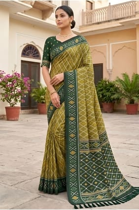 Mahendi Saree en soie Patola brodée SR30160