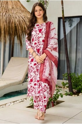 Ensemble salwar kameez en soie bordeaux avec imprimé numérique SK155862