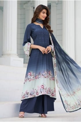 Salwar Kameez en crêpe imprimé numérique multicolore SK156065