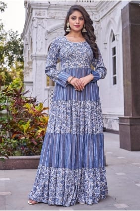 Robe longue imprimée multicolore en rayonne GW1317