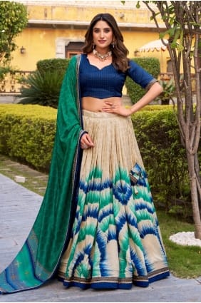 Soie Tussar en dentelle multicolore Lehenga Choli LC8980