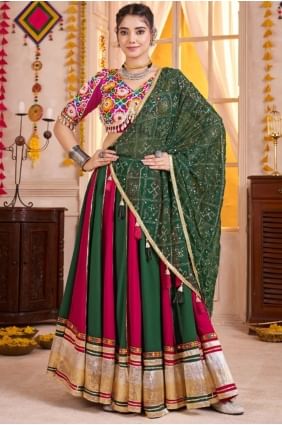 Lehenga Choli en viscose multicolore avec tissage LC8626