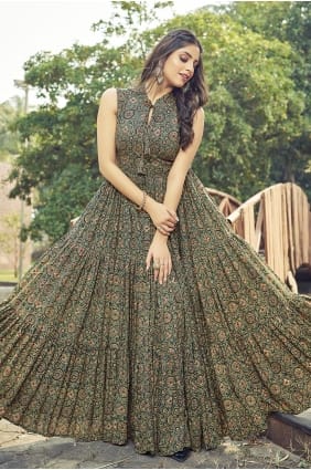 Robe multicolore en rayonne imprimée GW1312