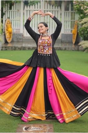 Lehenga Choli Multicolore en Rayon avec Dupatta Designer LC8523