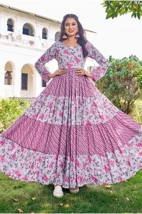 Robe longue en rayonne imprimée multicolore GW1316