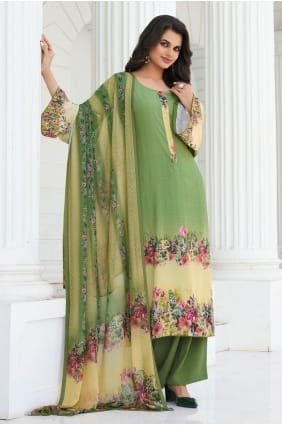 Salwar Kameez multicolore en crêpe imprimé numérique avec dupatta SK156066