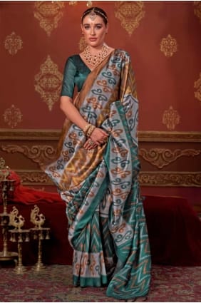 Sari en soie multicolore brodé SR29554