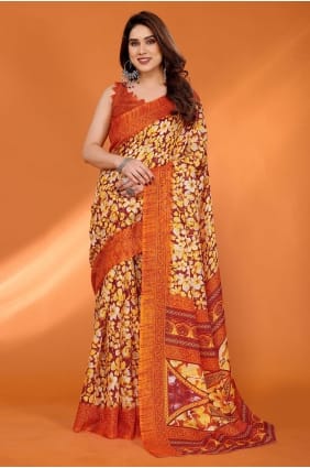 Sari multicolore imprimé Kota Doria avec blouse SR30049