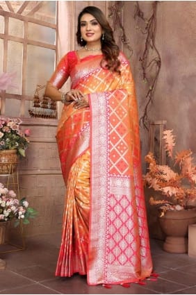 mustard sari in weaving silk SR28257