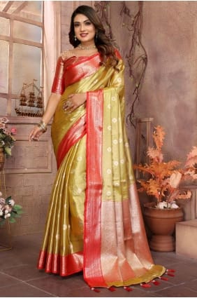 sari moutarde en tissage doux SR28292