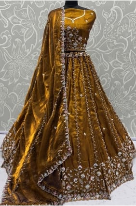 Lehenga Choli en satin avec fil moutarde LC8737