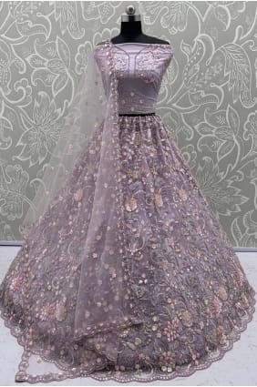 Lehenga Choli en filet brodé de lavande LC8796
