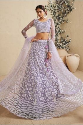 Lehenga choli lavande en filet tissé LC8622