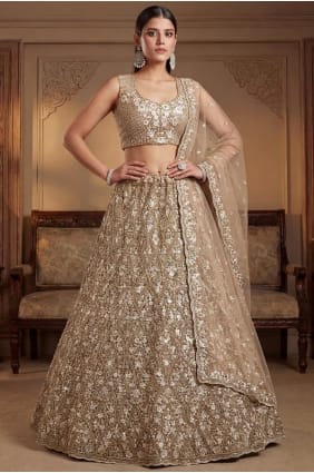 Lehenga Choli de mariage en filet brodé doré avec dupatta LC8934
