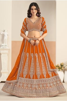 Lehenga choli en fausse georgette avec broderies LC8992