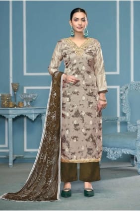 Salwar Kameez en organza avec imprimé SK155354