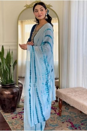 salwar kameez pétrole en viscose avec broderie SK155166