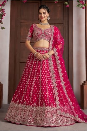 Lehenga Choli rose poudré en soie avec dupatta LC9102