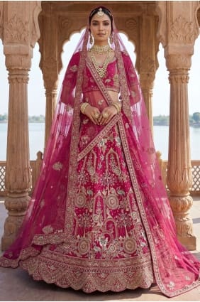Lehenga Choli en soie rose avec fil LC9012