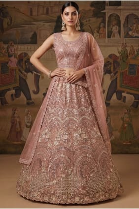 Lehenga Choli de mariage en tulle rose LC8930