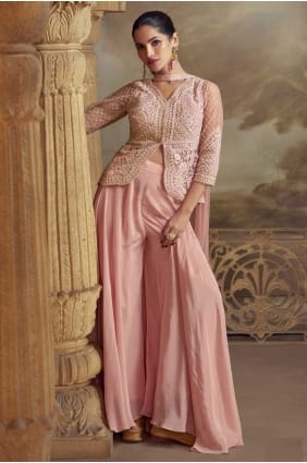 Ensemble palazzo rose zari en résille PZ4238