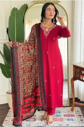 Salwar Kameez en rayonne avec imprimé rose SK155725