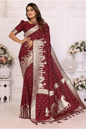 sari rose en mousseline avec imprimé numérique SR28234