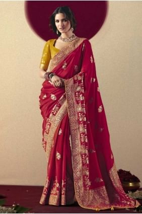 Sari rose en tissage Bemberg SR28863