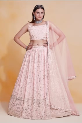 Lehenga choli en georgette à sequins roses LC9133