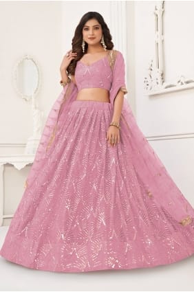 Lehenga choli en filet avec fil rose LC8920