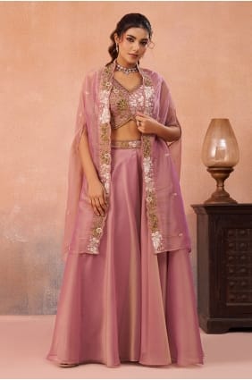 Ensemble palazzo en tissu rose avec broderies PZ4506