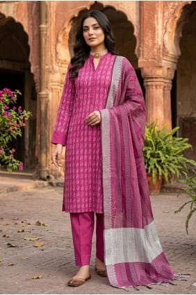 Salwar Kameez en coton rose tissé SK15896