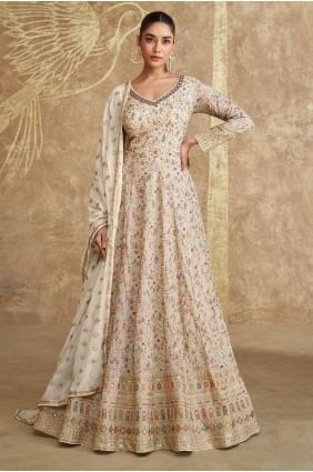 robe en georgette brodée rose GW1092