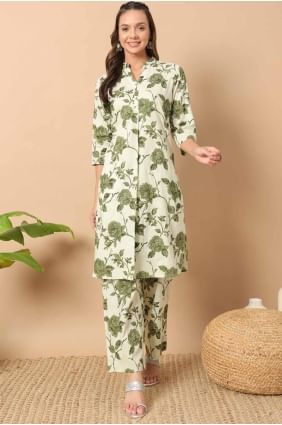 Kurti en coton imprimé vert Pista KTI2665