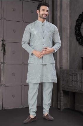 Pista Homme Kurta en viscose brodée KURR461