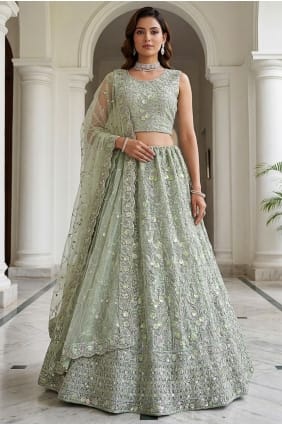 Lehenga Choli pista avec filet de fil LC9006