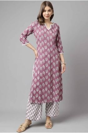 Kurti en coton uni violet clair KTI2652
