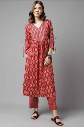 kurti rouge en crêpe uni KTI2649